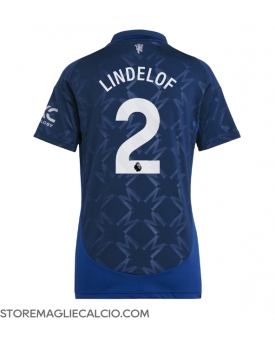 Manchester United Victor Lindelof #2 Maglia Gara Trasferta Repliche 2024-25 Donna Maniche Corte